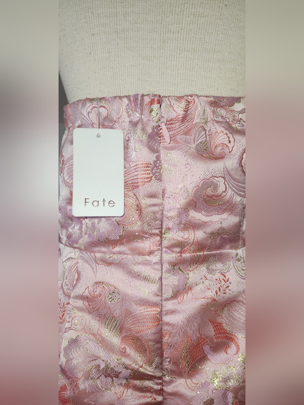 Fate Pink and Gold Floral Brocade Dress - Picture 2 of 6